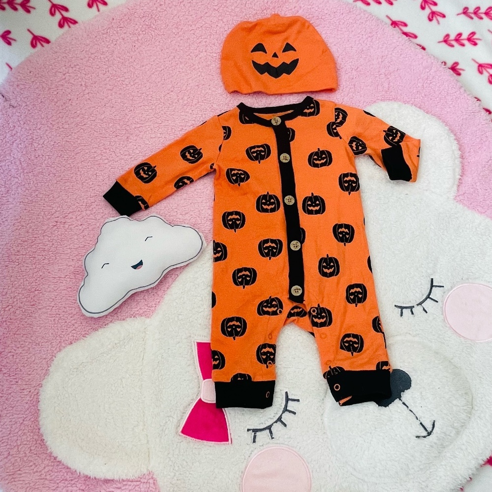 Pumpkin  Halloween Costume for Baby: Size 0-3 Months